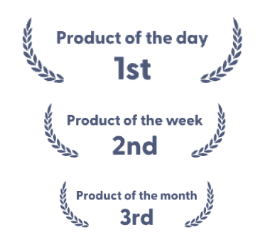 Memenangkan penghargaan Product of the Day di Product Hunt, juga AI Product of the Month dan Productivity Product of the Month