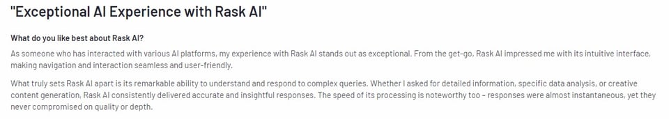 Customer review on creating videos with Rask AI video generator